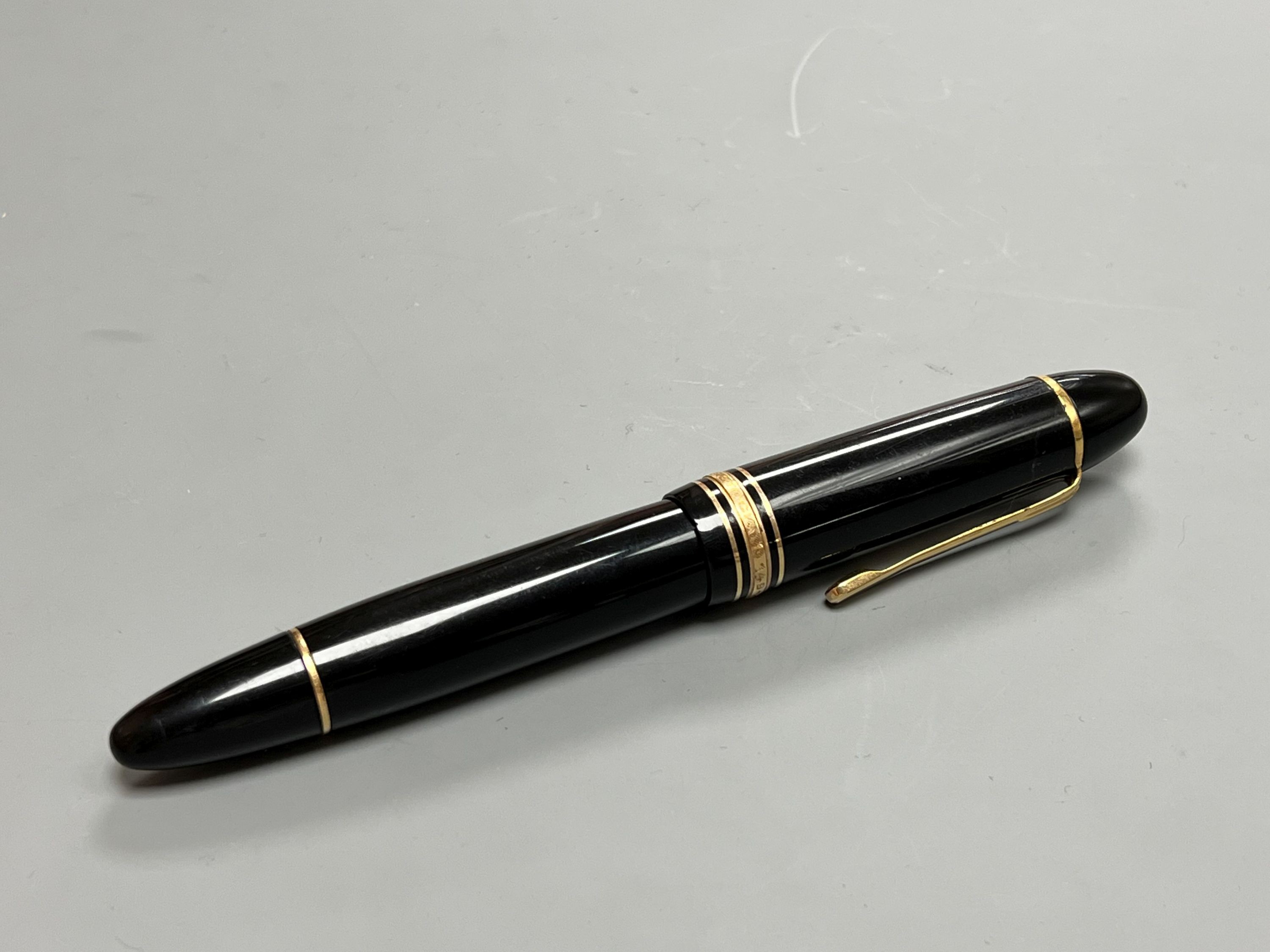 A Mont Blanc Meisterstuck fountain pen.